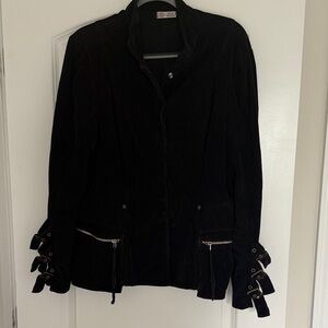 XCVI Black Utility Jacket with Buckle Accents Size XL